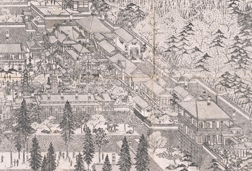 「大和国生駒山寶山寺境内真図」部分（1891年） 奈良県立図書情報館